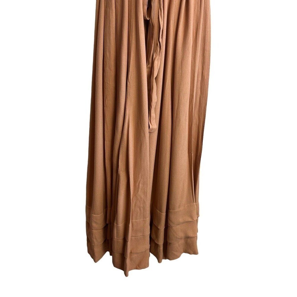 Ulla Johnson Joni Halter Poplin Midi Dress in Clay Size 12 Belted Tie Sleeve - Picture 6 of 10